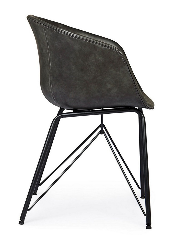 Sedia vintage ecopelle antracite Warhol - Samnite