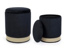 Set 2 pouf contenitore  tessuto nero Milena - Samnite
