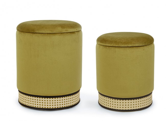 Set 2 pouf contenitore velluto verde Milena - Samnite