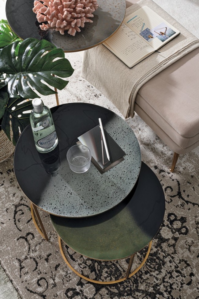 Set 3 tavolino in metallo stile atmosphere - Samnite