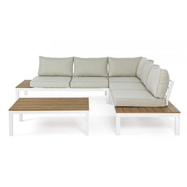 Set da esterno salotto angolare con cuscini bianco Elias - Samnite