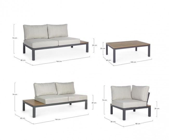 Set salotto giardino Elias antracite - Samnite