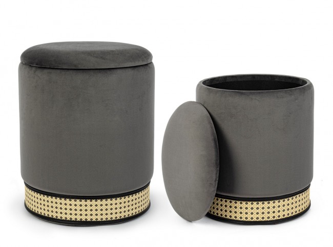 Set2 Pouf Contenitore Milena Grigio Sc - Samnite