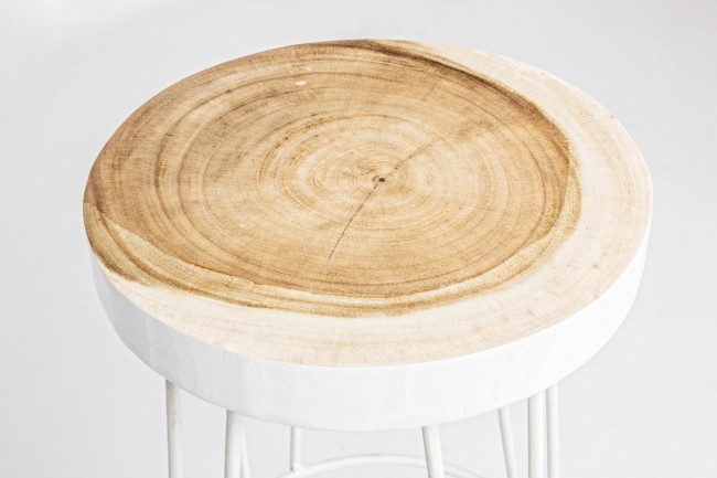 Sgabello bar bianco  in legno stile naturale - Samnite