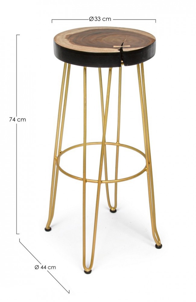 Sgabello bar oro in legno stile atmosphere - Samnite