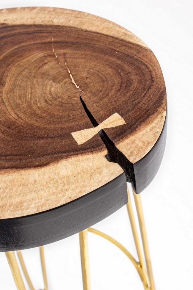 Sgabello bar oro in legno stile atmosphere - Samnite