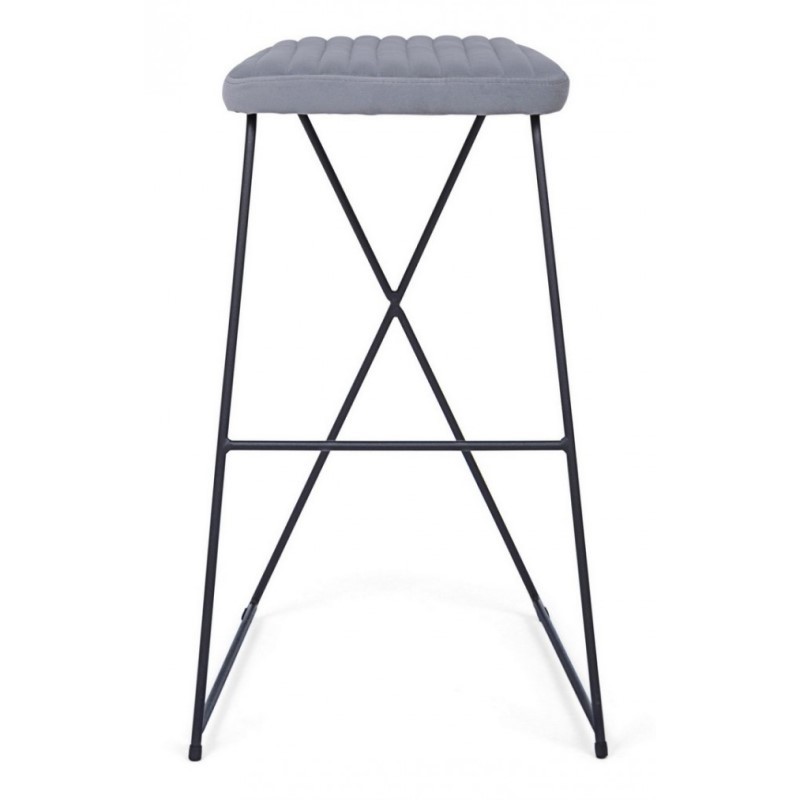 Sgabello da Bar in acciaio e velluto Grigio KINSLEY 40x46 h76 cm - Samnite