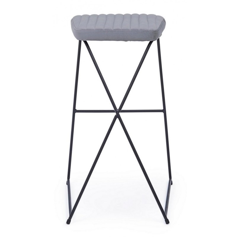 Sgabello da Bar in acciaio e velluto Grigio KINSLEY 40x46 h76 cm - Samnite
