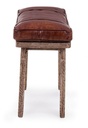 Sgabello rettangolare legno pelle Charleston cm 54 x 30 x 53 - Samnite