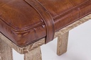 Sgabello rettangolare legno pelle Charleston cm 54 x 30 x 53 - Samnite
