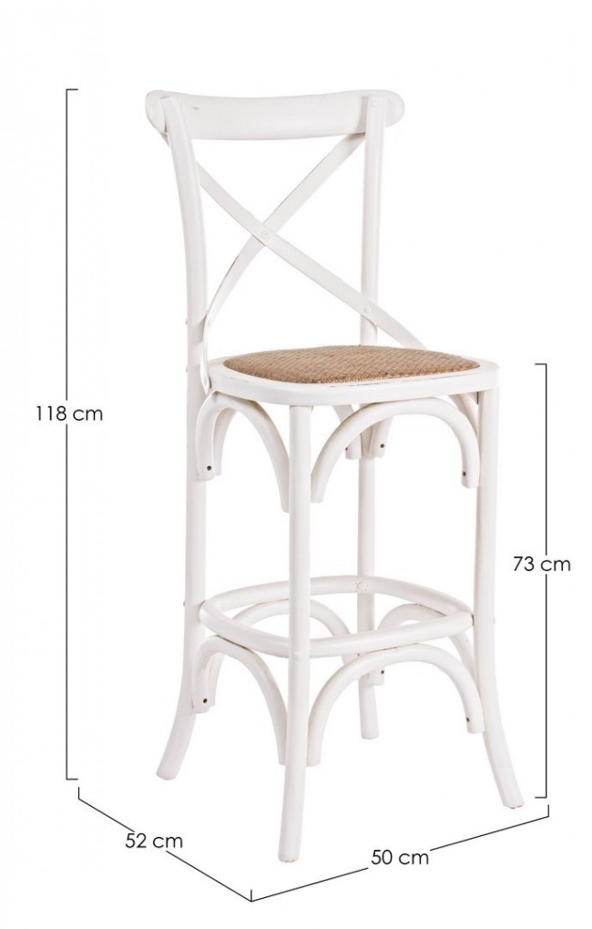 Sgabello rustico Bar Cross bianco - Samnite