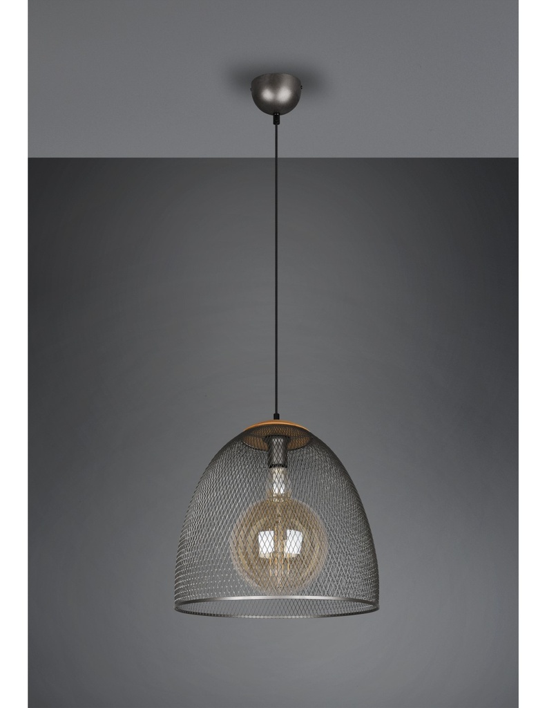 Sospensione Ivar Nichel Antico Diffusore A Parabola Con Rete Ø40 cm Trio Lighting - Samnite