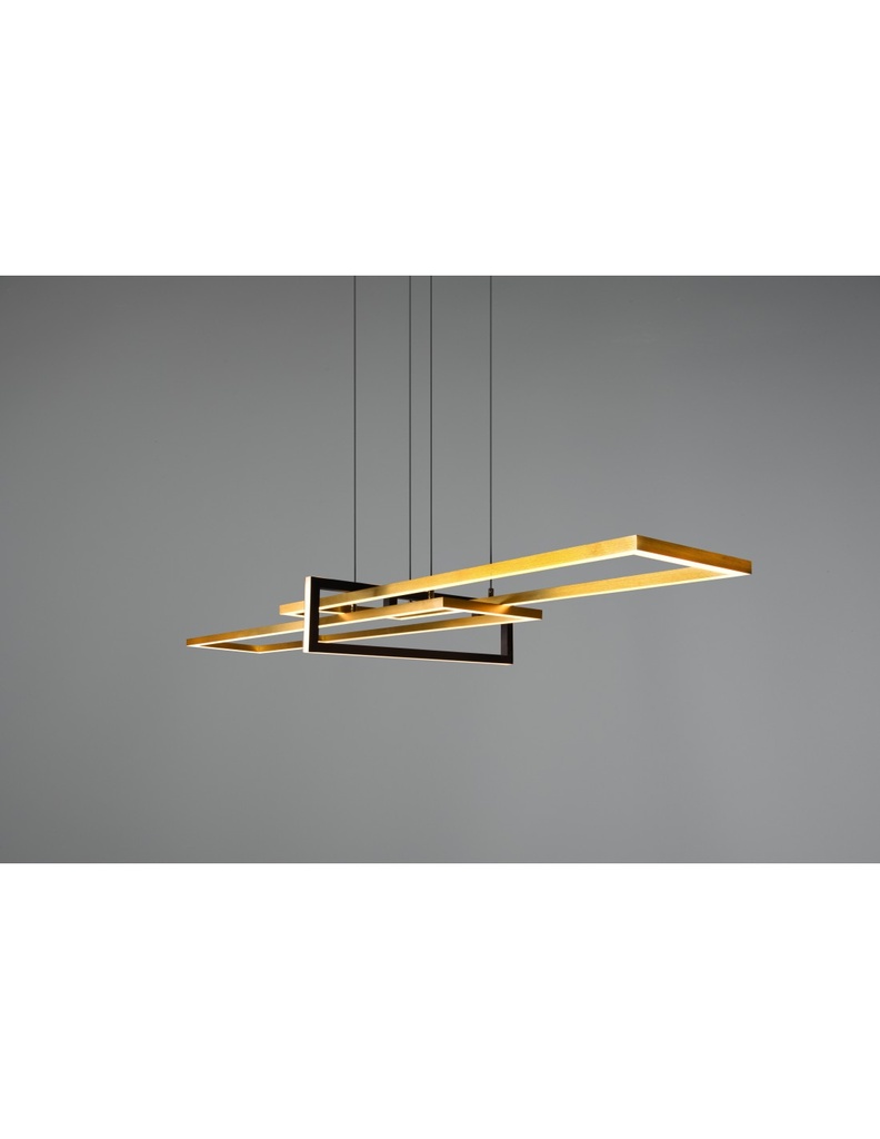 Sospensione Salinas 3 Rettangoli Led 34w Oro-Nero L110 cm Dimmerabile Trio Lighting - Samnite
