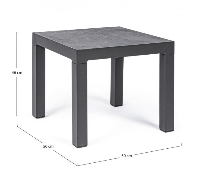 Tavolino antracite in alluminio stile industrial cm 50x50 - Samnite