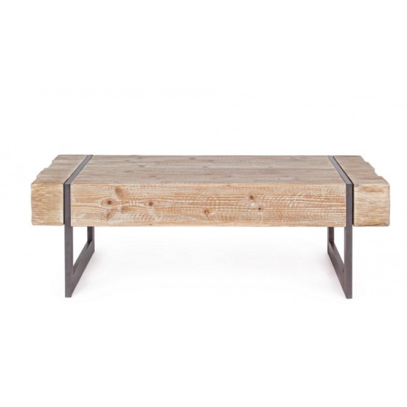 Tavolino industriale Garrett con piano in legno - Samnite