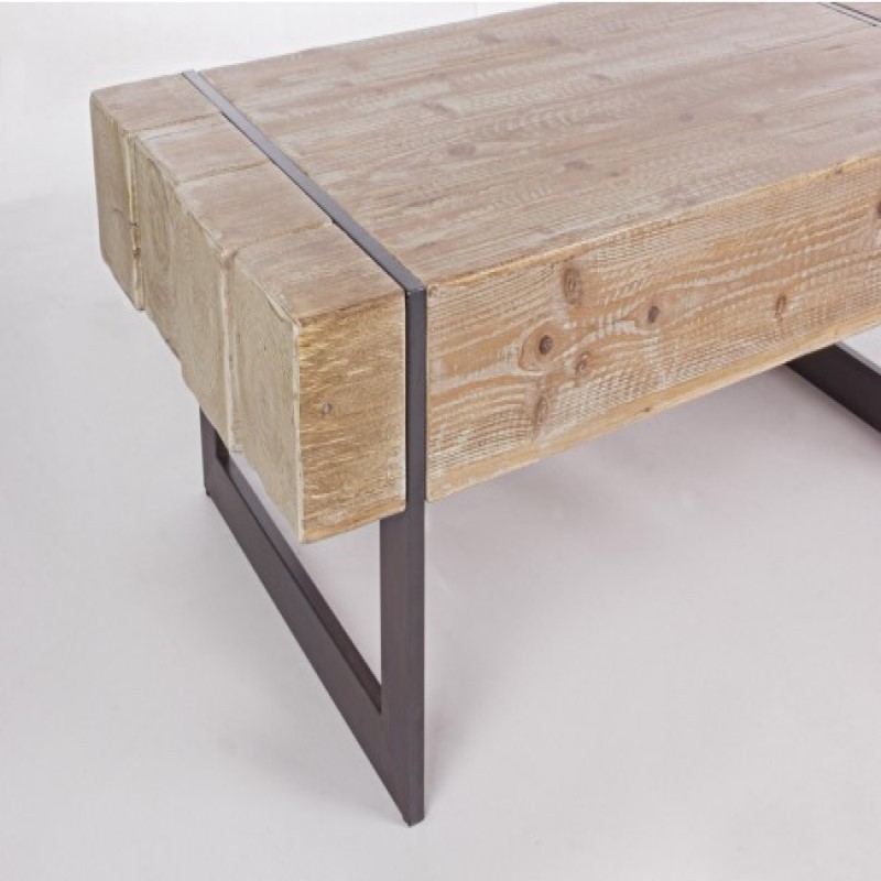 Tavolino industriale Garrett con piano in legno - Samnite