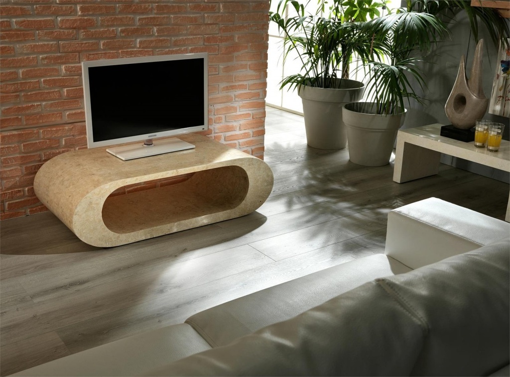 Tavolino moderno pietra beige cm 120 x 62 x h 35 - Samnite
