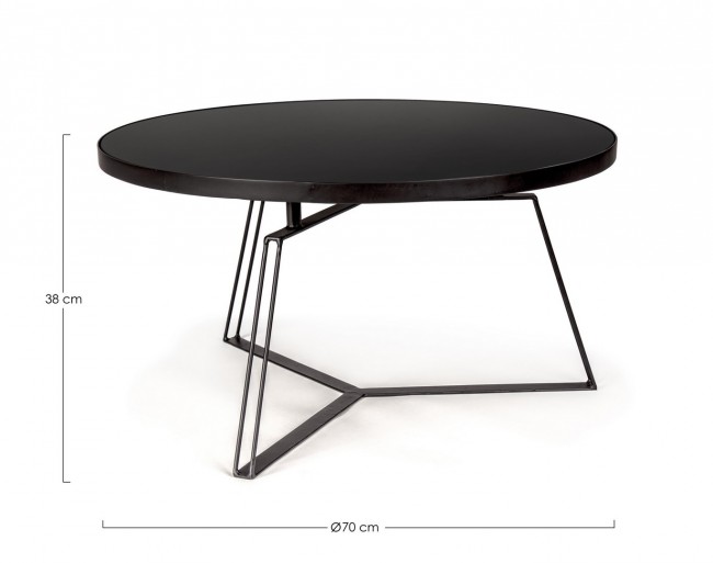 Tavolino nero in metallo stile design Ø70a - 38h - Samnite