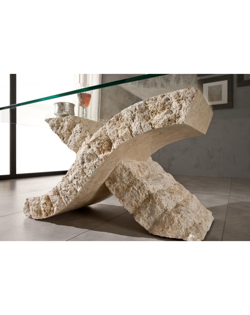 Tavolino trasparente-beige 70 cm x 120 cm H. 40 cm - Samnite