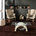 Tavolino trasparente-beige-grigio 70 cm x 120 cm H. 41 cm - Samnite