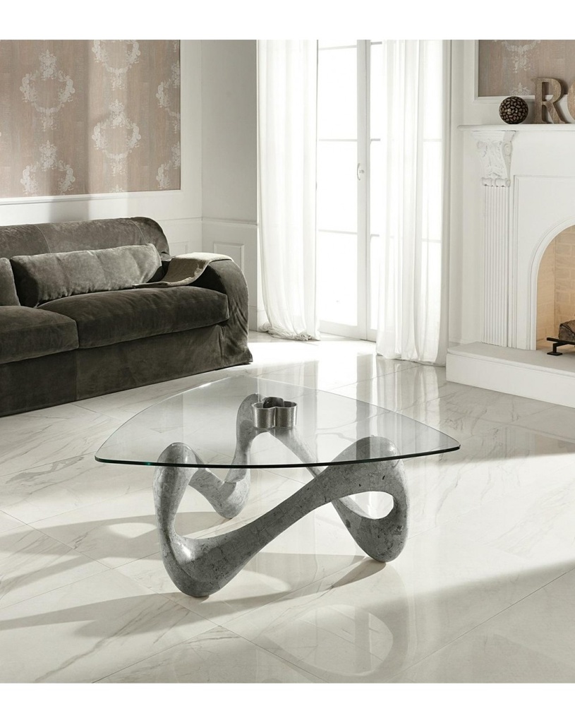 Tavolino trasparente-grigio 100 cm x 100 cm H. 42.5 cm - Samnite