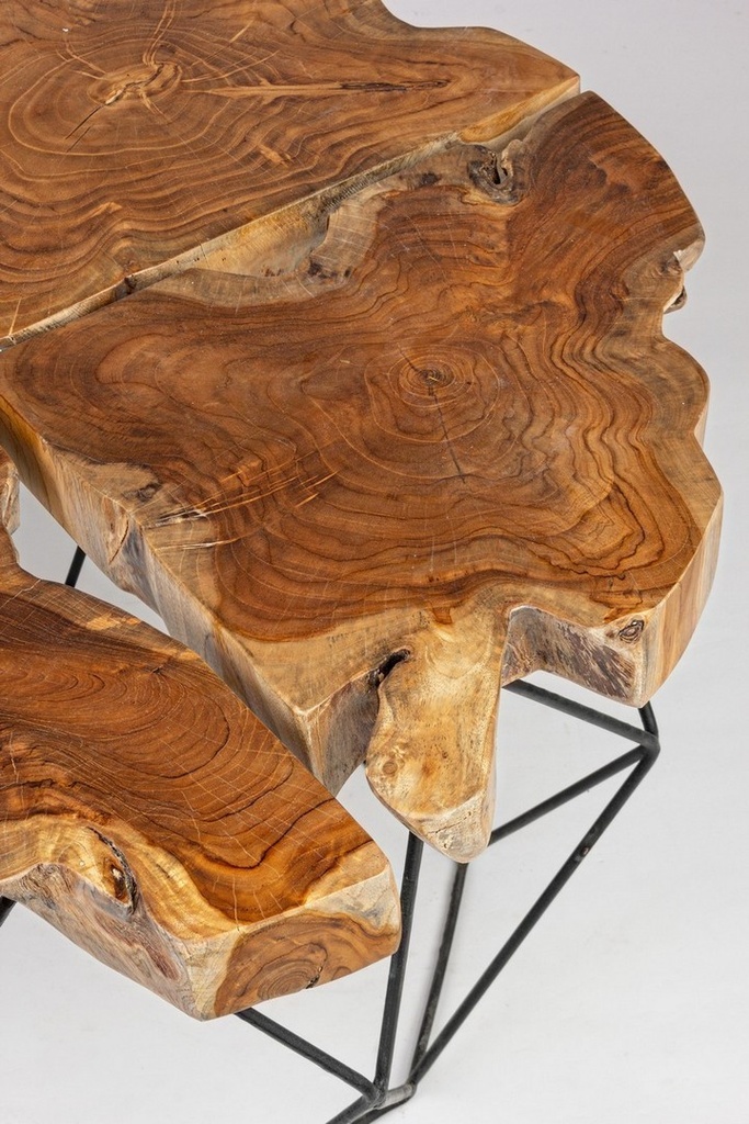 Tavolino vintage metallo e legno Adanya - Samnite