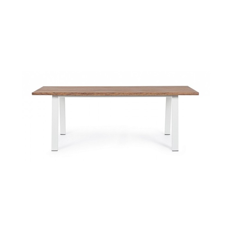 Tavolo Oslo da giardino Bianco-Naturale 100x200 cm - Samnite