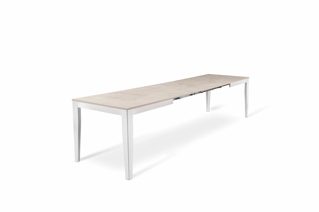 Tavolo allungabile cemento bianco 80 cm x 130-290 cm H. 76 cm - Samnite