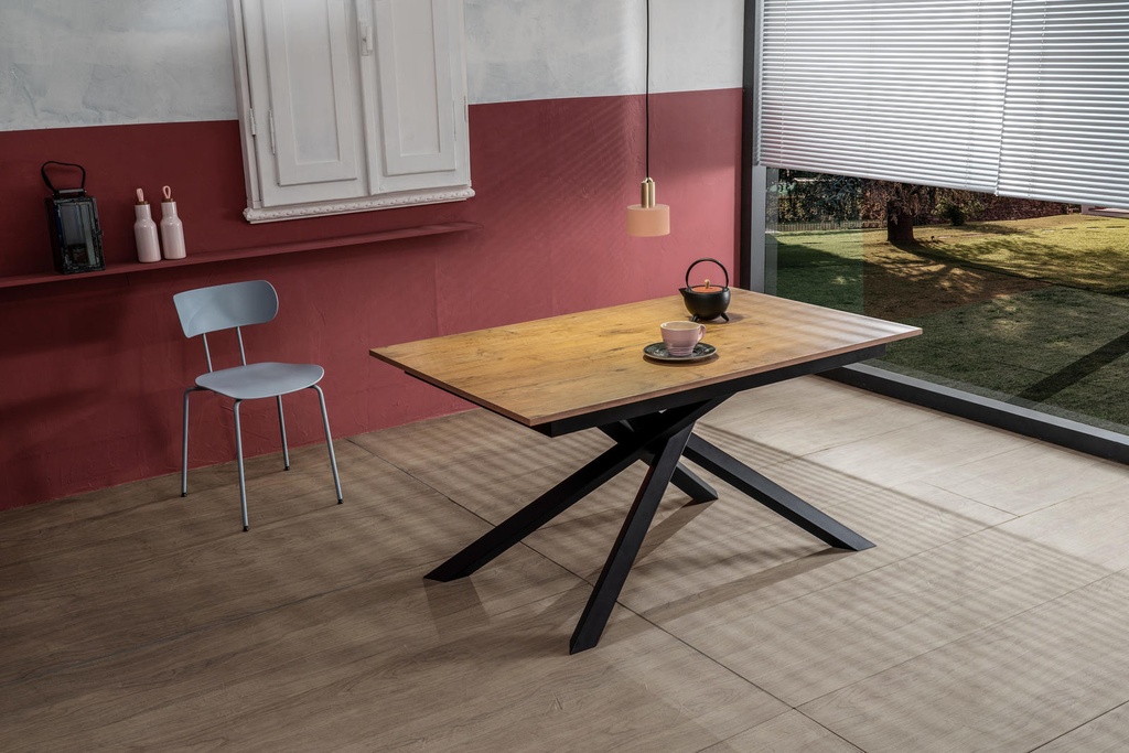 Tavolo allungabile cemento grigio - nero 90 cm x 140- 190 cm H. 76 cm - Samnite