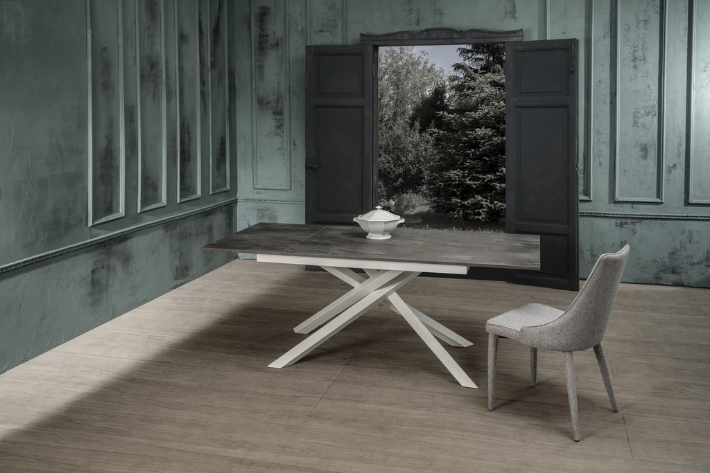 Tavolo allungabile cemento grigio-bianco 90 cm x 140- 190 cm H. 76 cm - Samnite