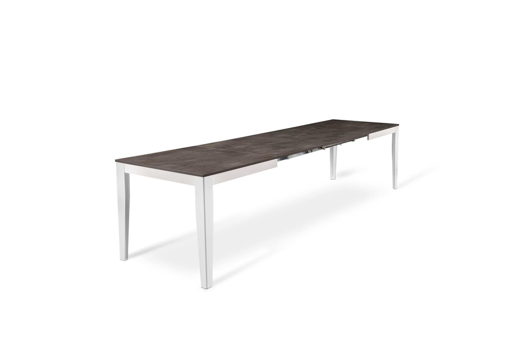 Tavolo allungabile cemento grigio-metallo bianco 80 cm x 130-290 cm H. 76 cm - Samnite