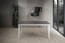 Tavolo allungabile cemento grigio-metallo bianco 80 cm x 130-290 cm H. 76 cm - Samnite