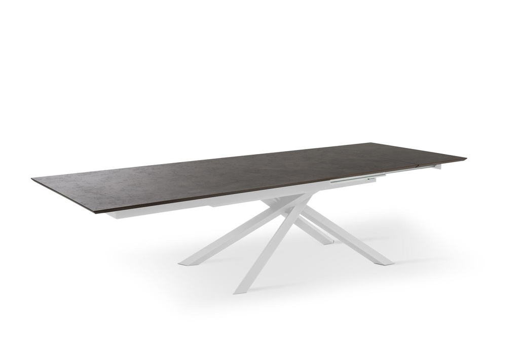 Tavolo allungabile con top ruggine e gambe bianche 170/270x90x76h cm - Samnite