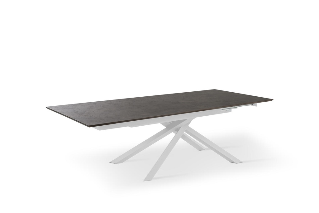 Tavolo allungabile con top ruggine e gambe bianche 170/270x90x76h cm - Samnite