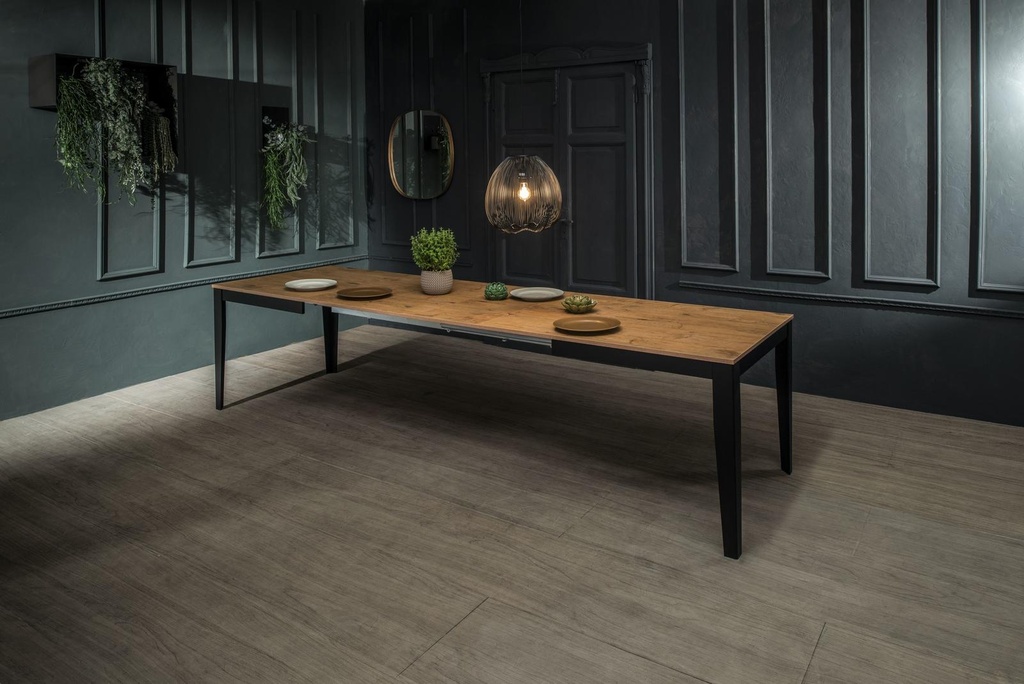 Tavolo allungabile rovere-nero 90 cm x 156- 316 cm H. 76 cm - Samnite