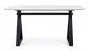 Tavolo bianco acciaio e vetro effetto marmo stile design cm 160x90 - Samnite