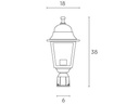 Testa-palo in alluminio pressofuso con diffusori in vetro trasparente, diametro 60 mm, altezza max lampada 170mm, alimentazione 230 V ~ 50 Hz, potenza massima lampade 60W biancoargento - Samnite