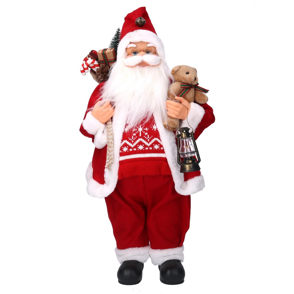 Babbo natale tessuto con regali rosso cm40x23,5h80