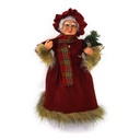 Babbo natale tessuto signora con sciarpa marrone rosso cmh45