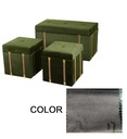 Trunk with 2 gray velvet puffs cm80x40h44