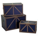 Rectangular blue wooden eco-leather trunk 1-3 cm68x38h40