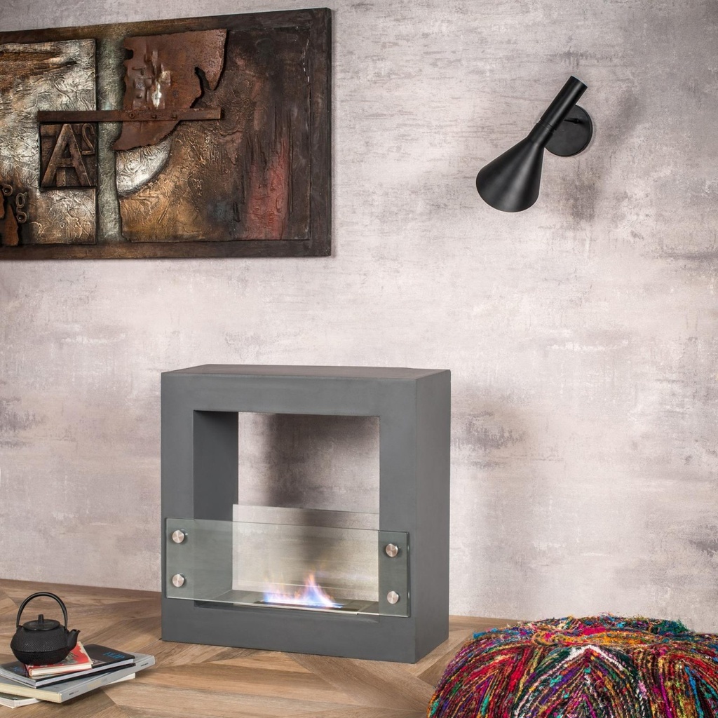 Biocamino design  da terra bioetanolo grigio cromo cm 60 x 24 x h 60