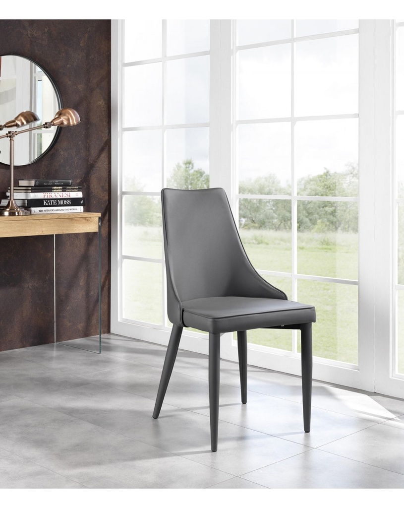 2x Sedia in similpelle grigio scuro Myriam STS