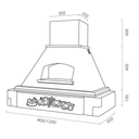 Cappa aspirante KATIA in acciaio inox bianca e cornice in legno intarsio cm 120
