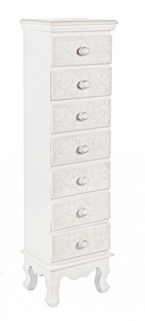 Cassettiera da camera in MDF sette cassetti Bianca CLORINE 29x23x h112,5 cm