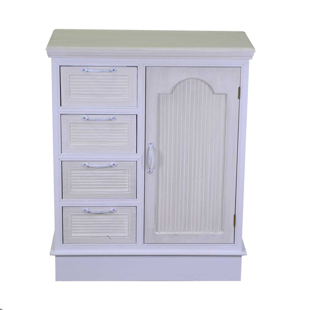 Cassettiera legno liverpool 1 anta + 4 cassetti bianco cm66x32h81
