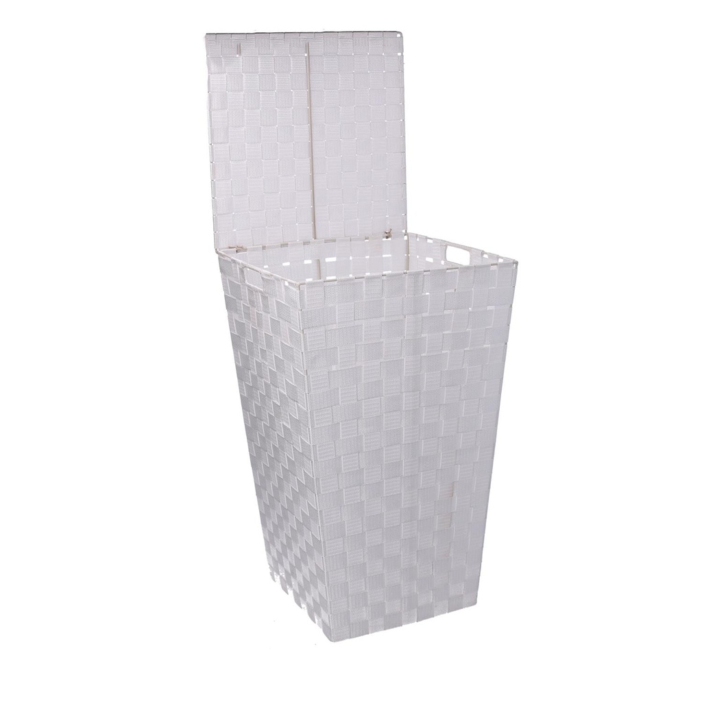 Cestone poliestere bianco foderato quadro cm33x33h53