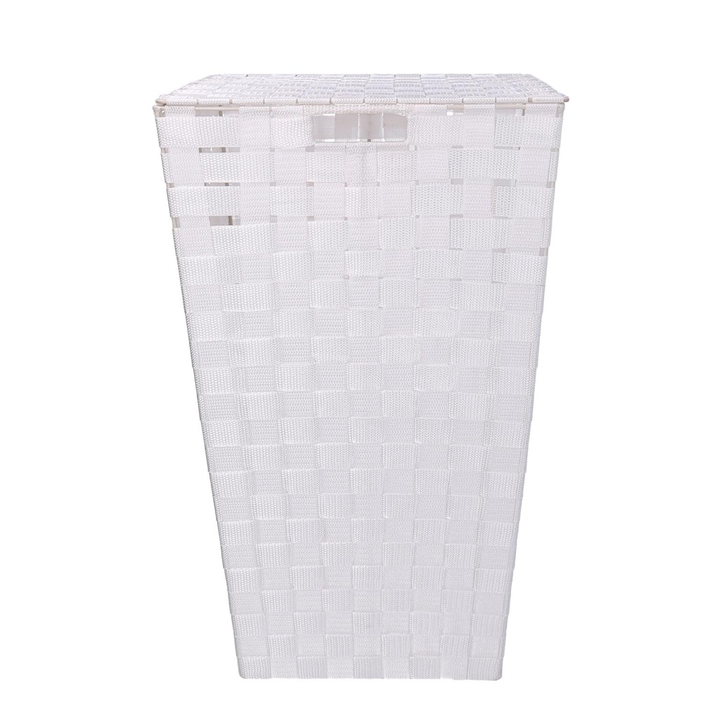Cestone poliestere bianco foderato quadro cm33x33h53