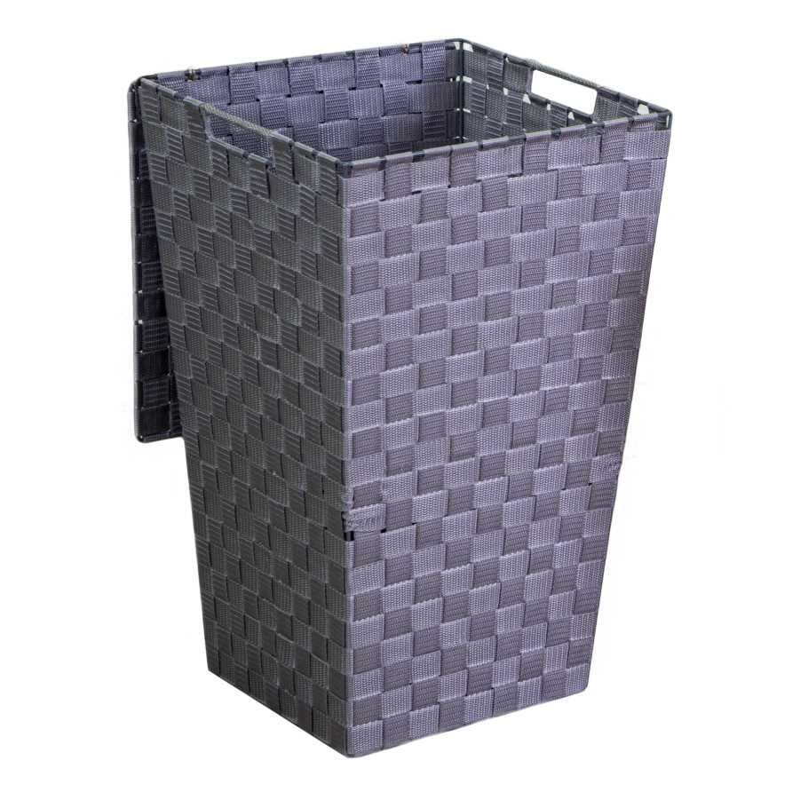 Cestone poliestere grigio foderato quadro cm33x33h53