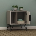 Comodino tortora bianco con anta e vano Glynn  50x44xh.60 cm